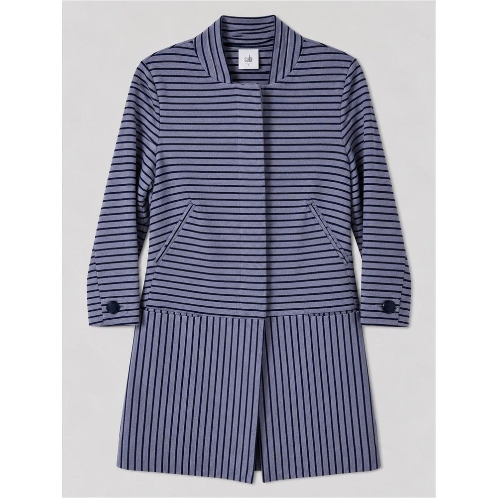 Anthropologie Cabi Striped Longline Knit Jacket Blazer Small Preppy Nautical